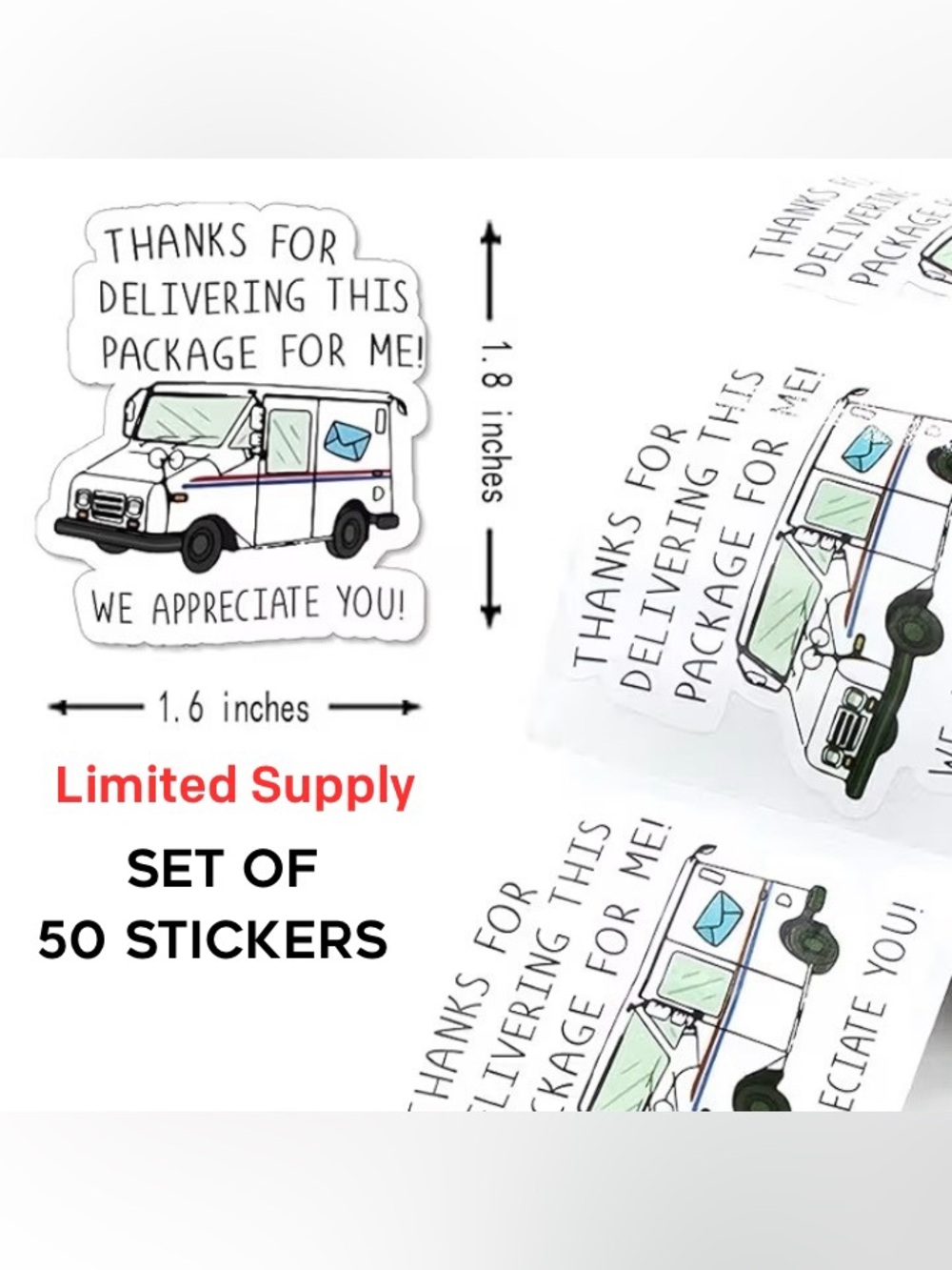 50 Thank You Mail Carrier Packages Shipping Stickers